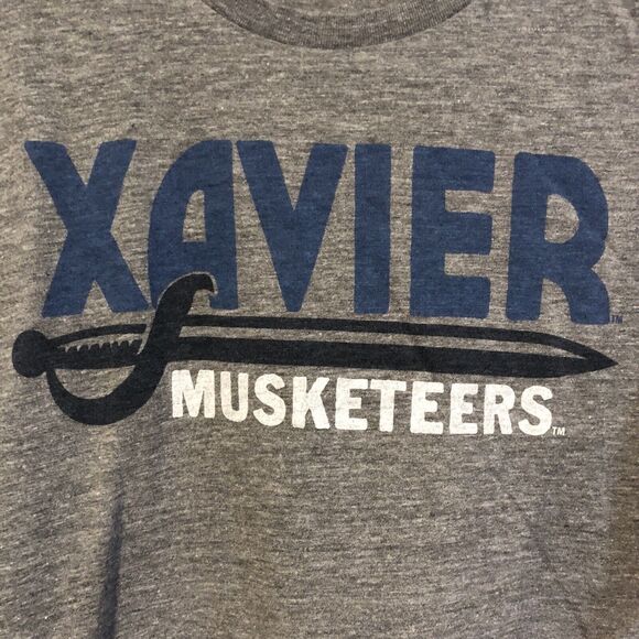 Xavier Musketeers 3XL T-Shirt Men's Heather Grey Vintage College NCAA SS Homage - Picture 2 of 6